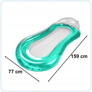 Saltea gonflabila pentru plaja si piscina cu Spatar si Cotiere, 2 camere de aer independente si plasa, 159 x 77 cm, sarcina maxima 90 kg, Turcoaz Saltea gonflabila pentru plaja si piscina cu Spatar si Cotiere, 2 camere de aer independente si plasa, 159 x 77 cm, sarcina maxima 90 kg, Turcoaz