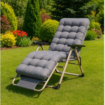 Sezlong pliabil, Ikonka, structura solida, pentru plaja sau gradina, cadru aluminiu si saltea confortabila inclusa, dimensiune 170 x 75 cm, sarcina maxima 100 kg, Grey Sezlong pliabil, Ikonka, structura solida, pentru plaja sau gradina, cadru aluminiu si saltea confortabila inclusa, dimensiune 170 x 75 cm, sarcina maxima 100 kg, Grey