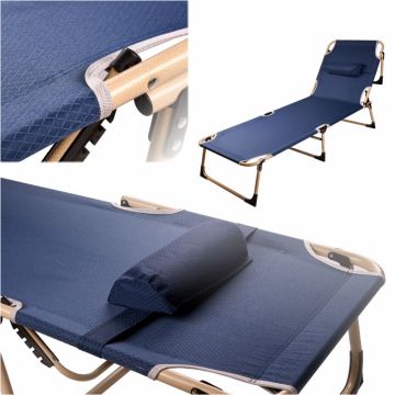 Sezlong pliabil, structura solida din otel, cu spatar reglabil pe 4 trepte si perna confortabila inclusa, dimensiune 193x66x23 cm, albastru marin Sezlong pliabil, structura solida din otel, cu spatar reglabil pe 4 trepte si perna confortabila inclusa, dimensiune 193x66x23 cm, albastru marin